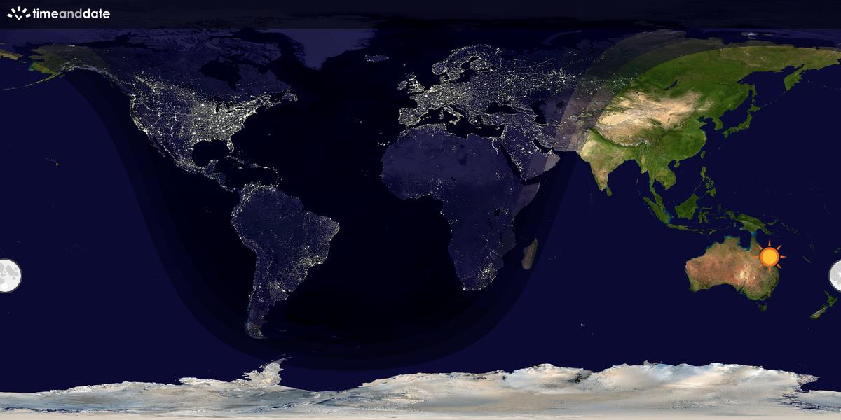 Verdenskart som viser dag og natt 