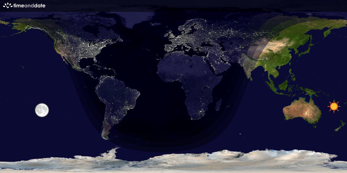Verdenskart som viser dag og natt 