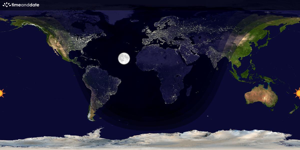 Verdenskart som viser dag og natt 