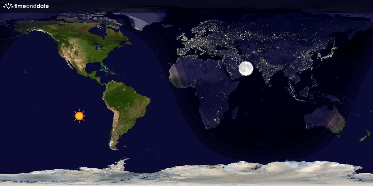 Verdenskart som viser dag og natt 