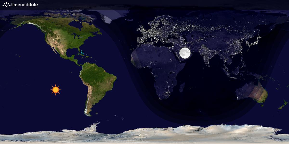 Verdenskart som viser dag og natt 