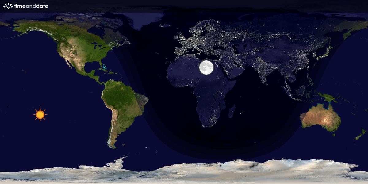 Verdenskart som viser dag og natt 