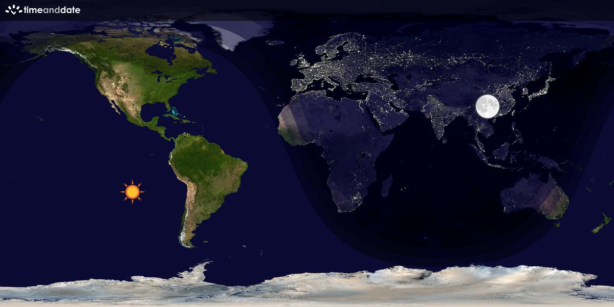 Verdenskart som viser dag og natt 