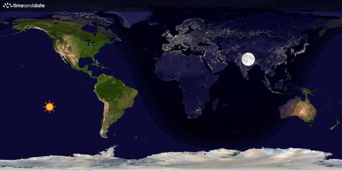 Verdenskart som viser dag og natt 