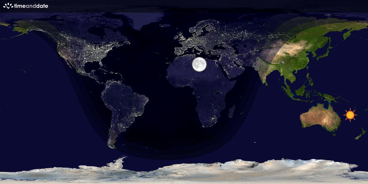 Verdenskart som viser dag og natt 