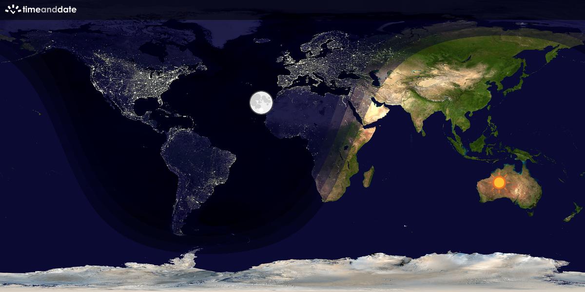 Verdenskart som viser dag og natt 