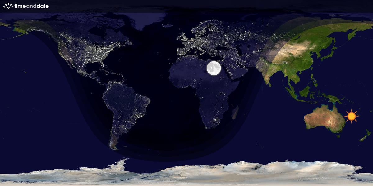 Verdenskart som viser dag og natt 