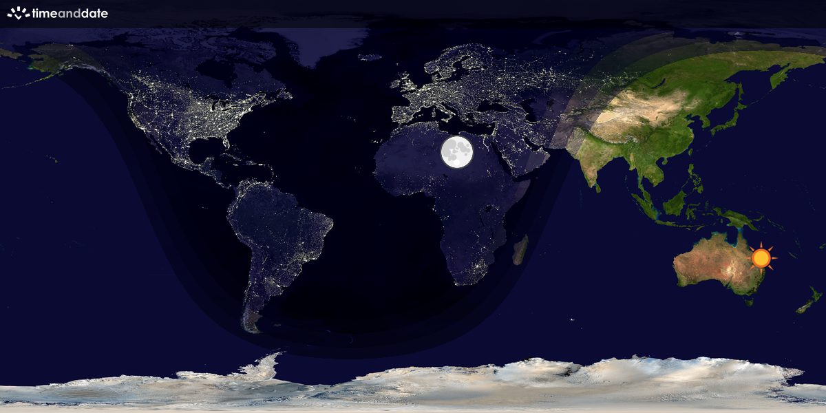 Verdenskart som viser dag og natt 
