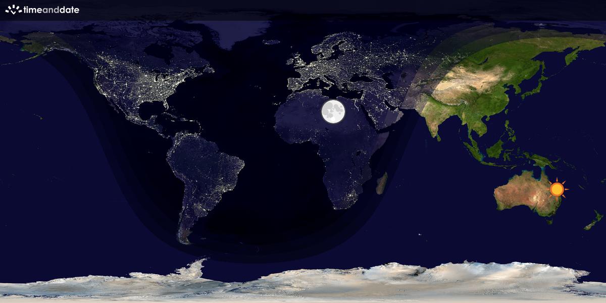 Verdenskart som viser dag og natt 