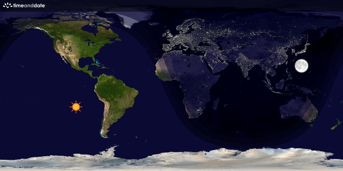 Verdenskart som viser dag og natt 