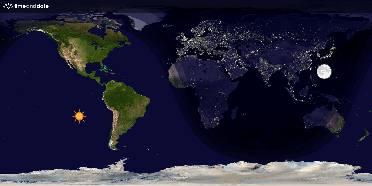 Verdenskart som viser dag og natt 