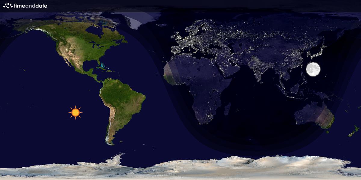 Verdenskart som viser dag og natt 