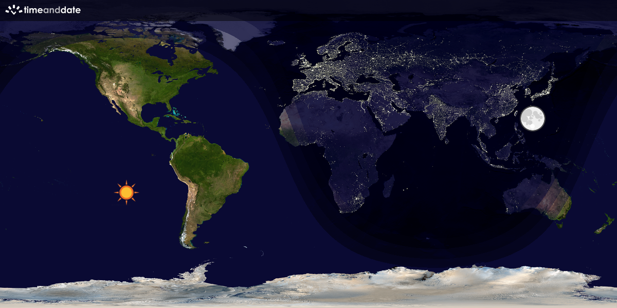 Verdenskart som viser dag og natt 
