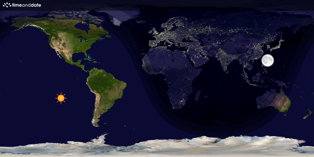 Verdenskart som viser dag og natt 
