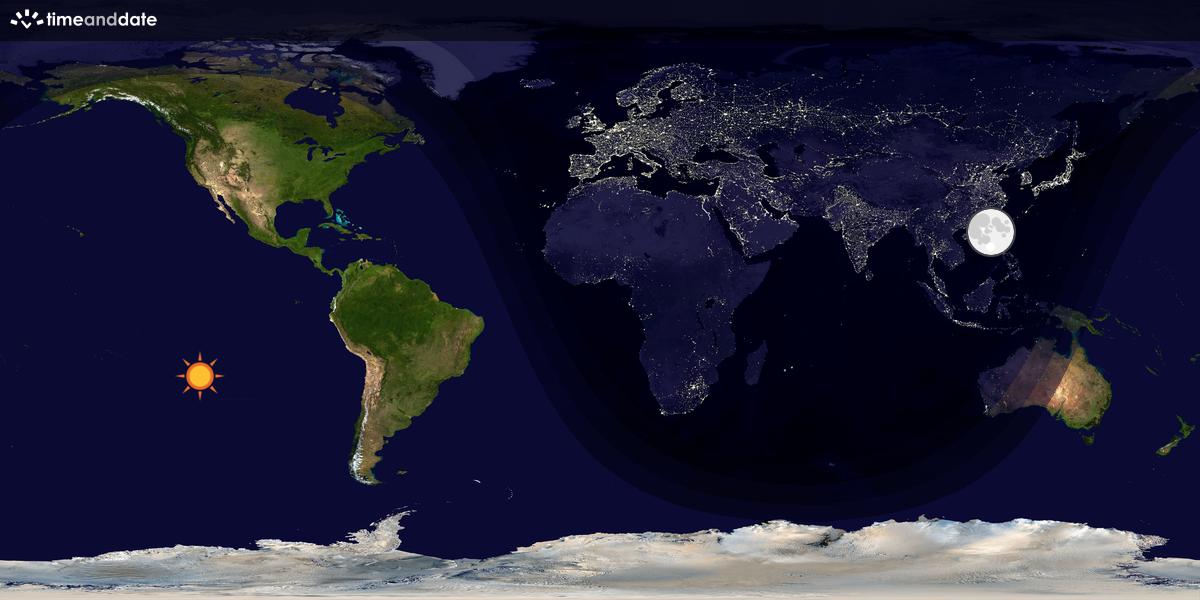 Verdenskart som viser dag og natt 