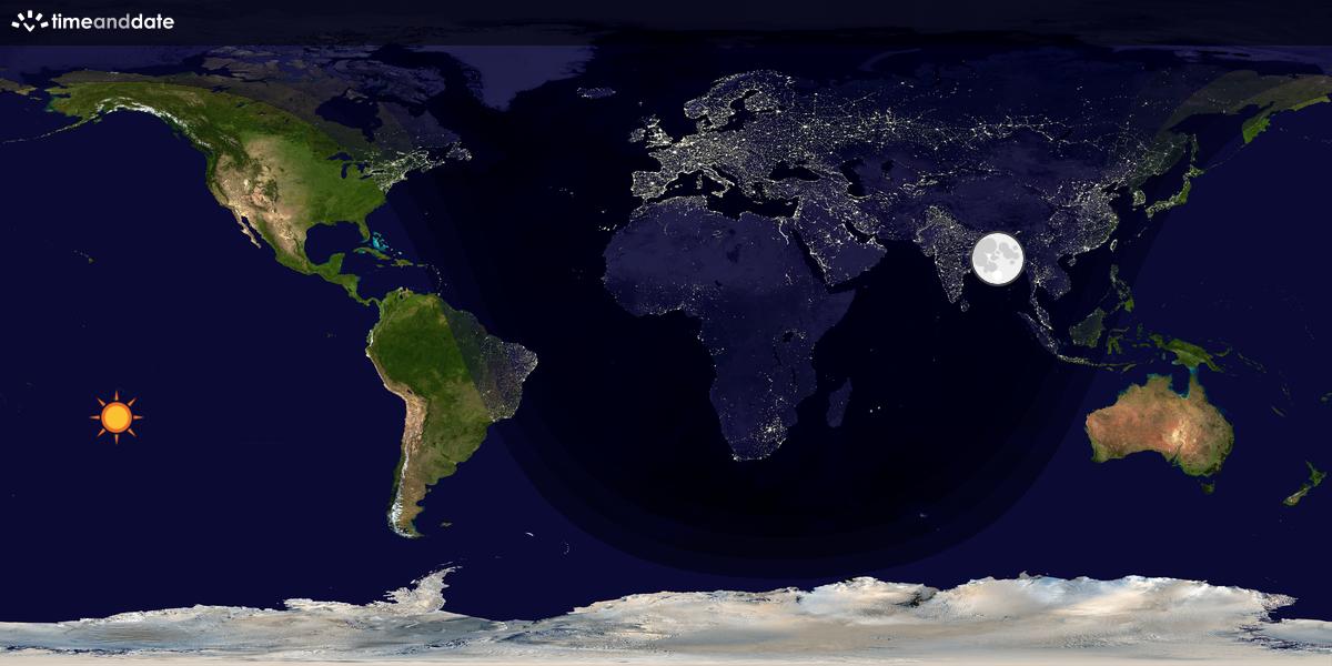 Verdenskart som viser dag og natt 