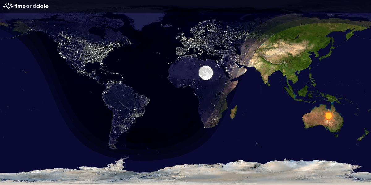 Verdenskart som viser dag og natt 