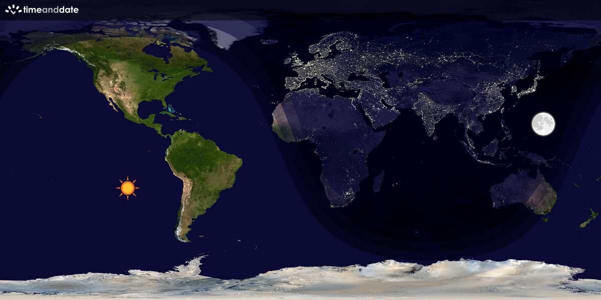 Verdenskart som viser dag og natt 