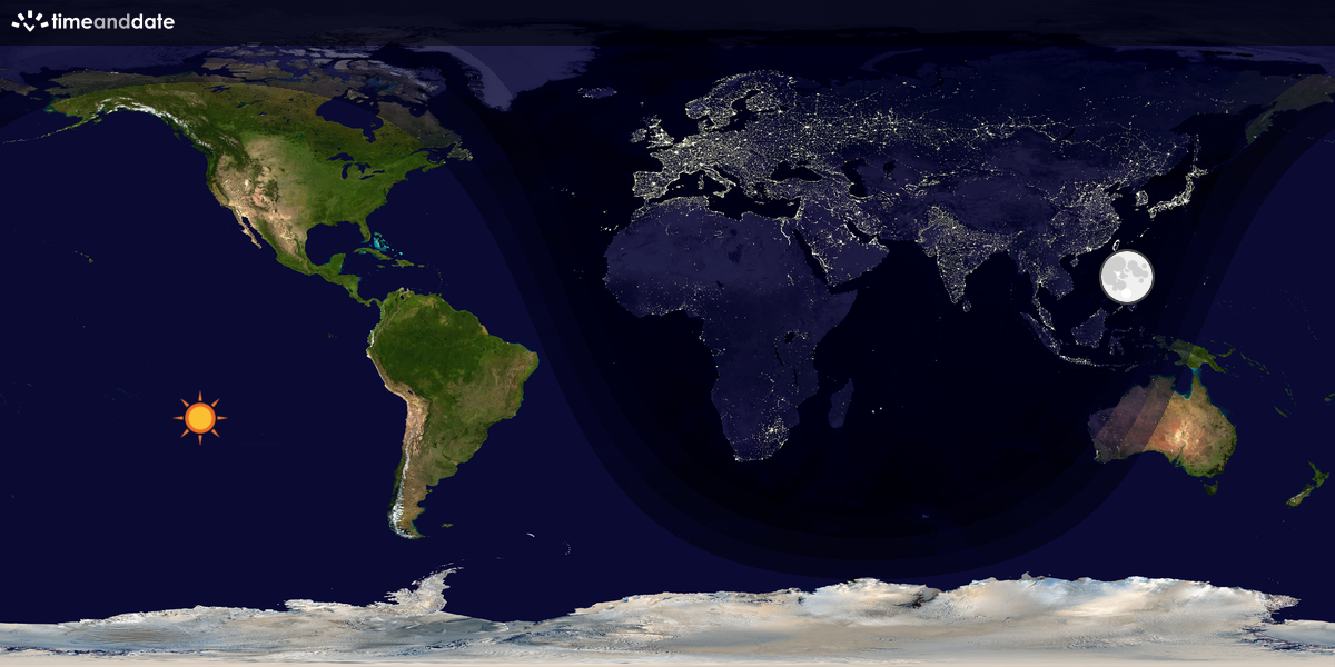 Verdenskart som viser dag og natt 
