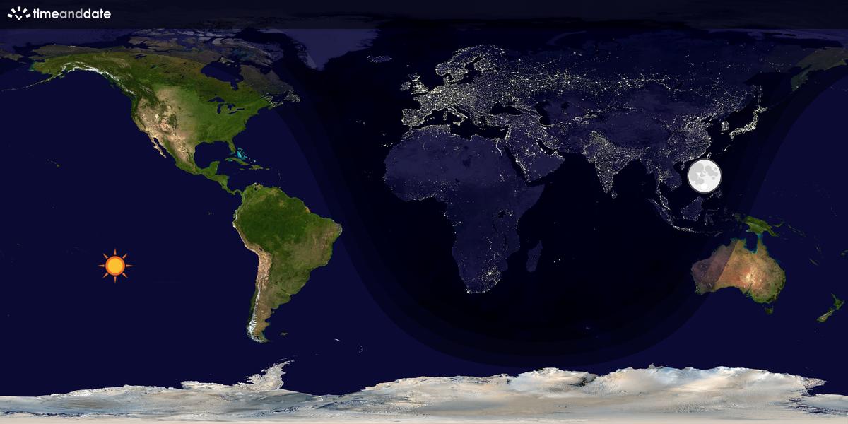 Verdenskart som viser dag og natt 