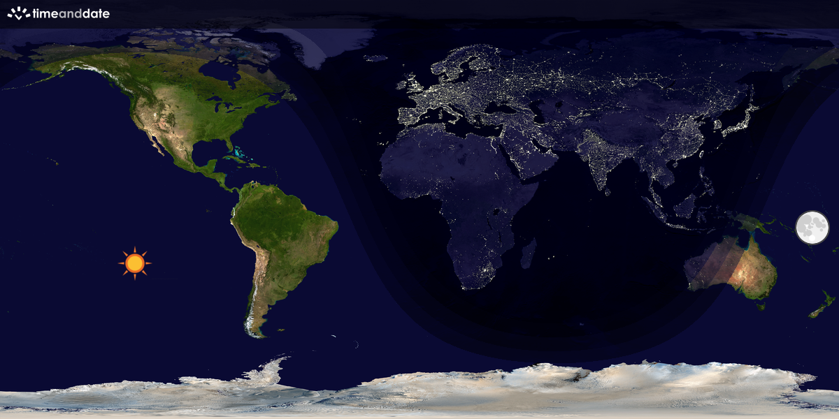 Verdenskart som viser dag og natt 