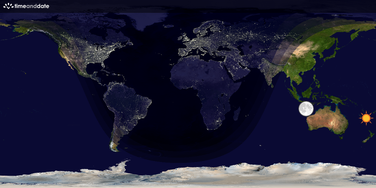 Verdenskart som viser dag og natt 