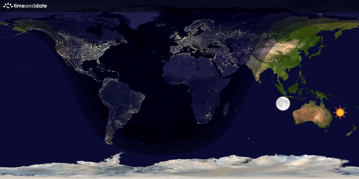 Verdenskart som viser dag og natt 