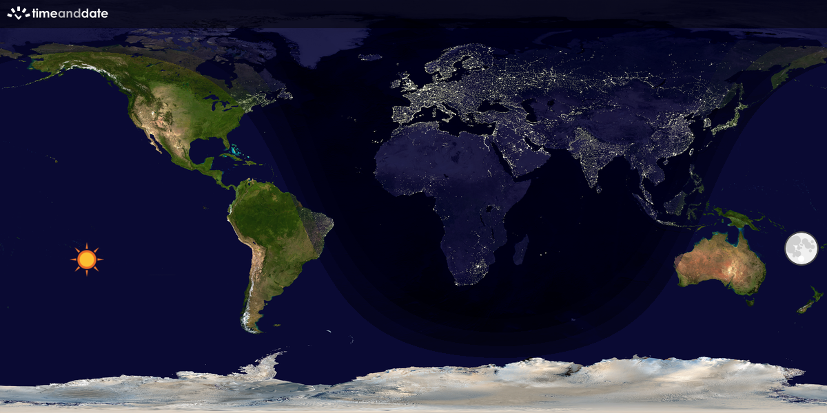 Verdenskart som viser dag og natt 
