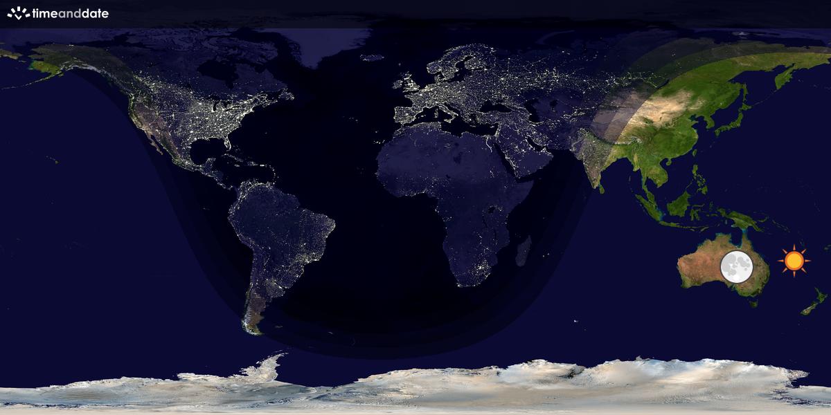 Verdenskart som viser dag og natt 
