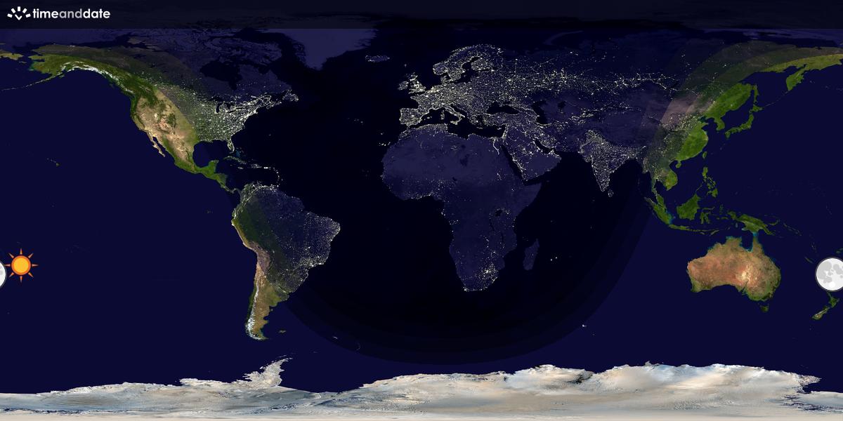 Verdenskart som viser dag og natt 