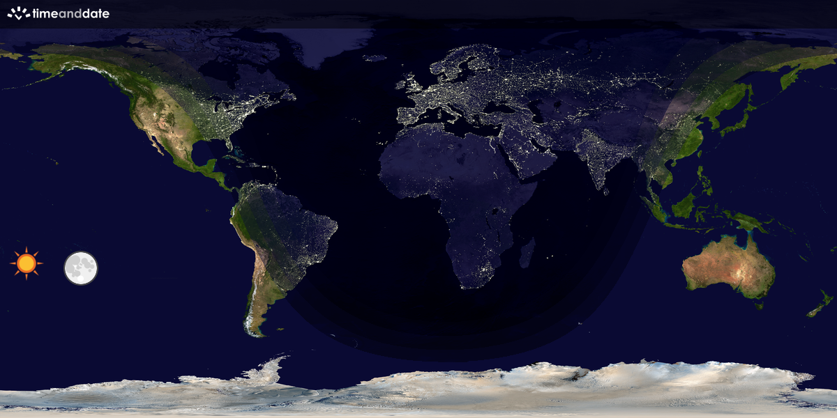 Verdenskart som viser dag og natt 