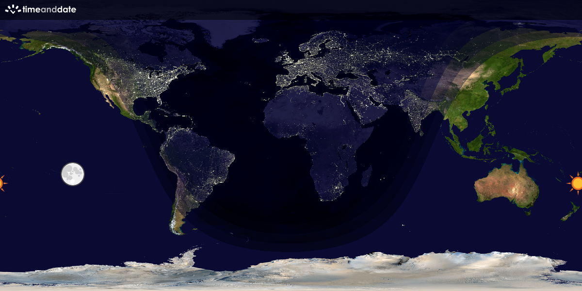 Verdenskart som viser dag og natt 