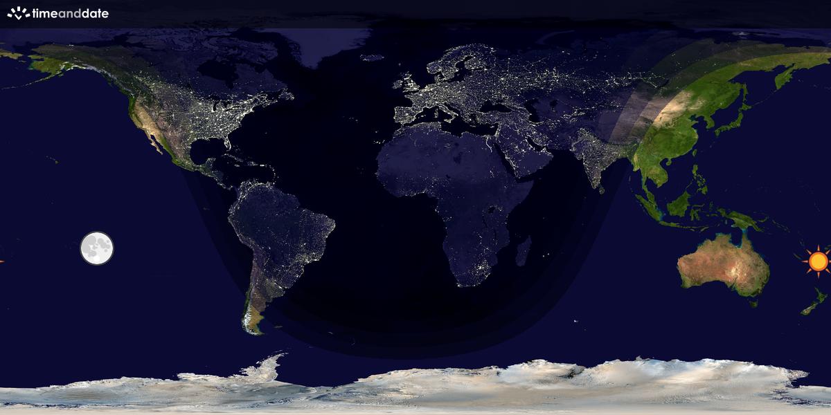 Verdenskart som viser dag og natt 