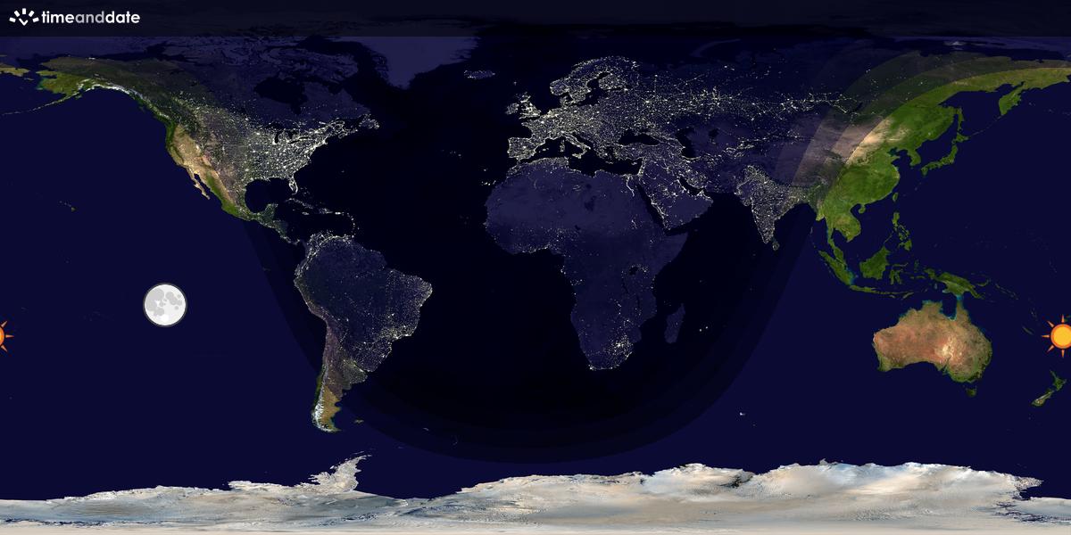 Verdenskart som viser dag og natt 