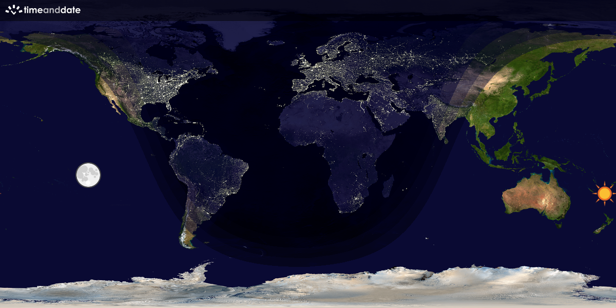 Verdenskart som viser dag og natt 