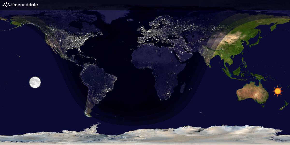 Verdenskart som viser dag og natt 