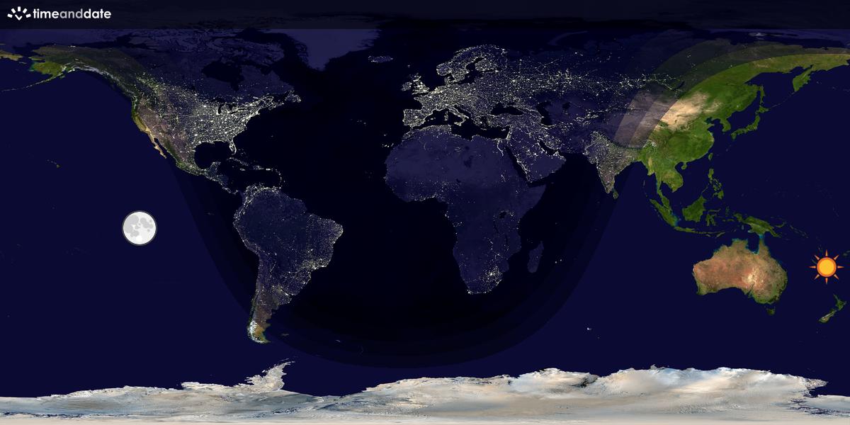 Verdenskart som viser dag og natt 