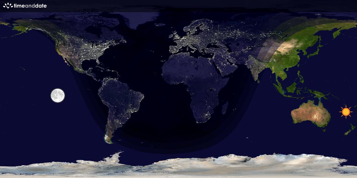 Verdenskart som viser dag og natt 