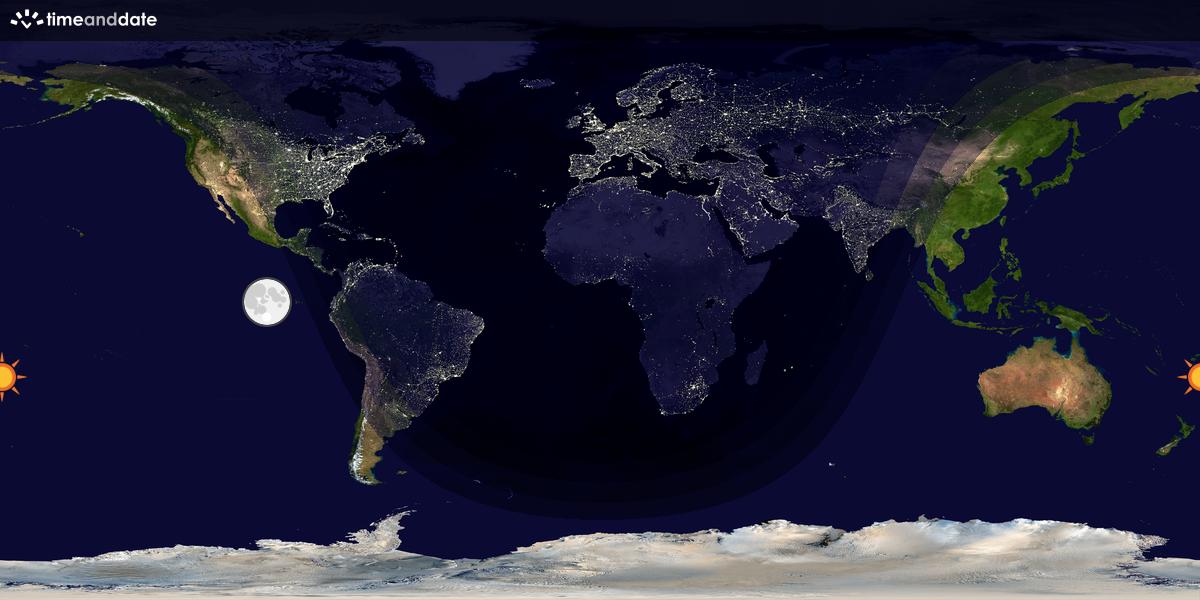 Verdenskart som viser dag og natt 