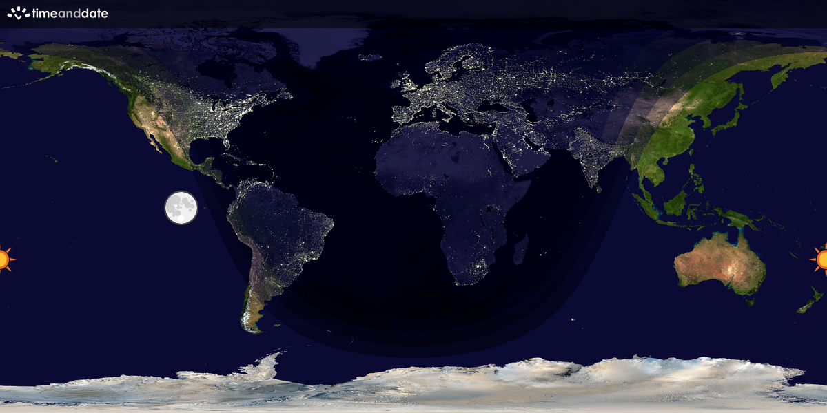 Verdenskart som viser dag og natt 