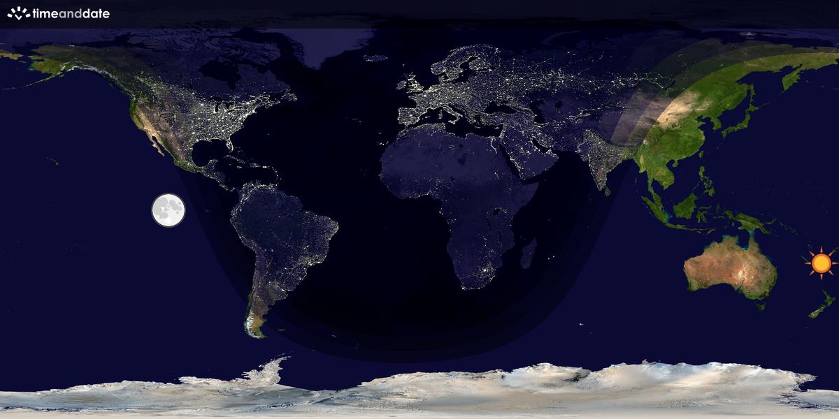 Verdenskart som viser dag og natt 