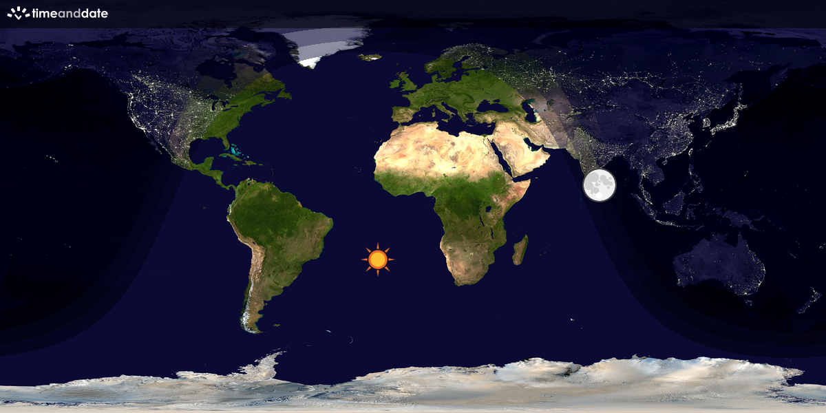 Verdenskart som viser dag og natt 