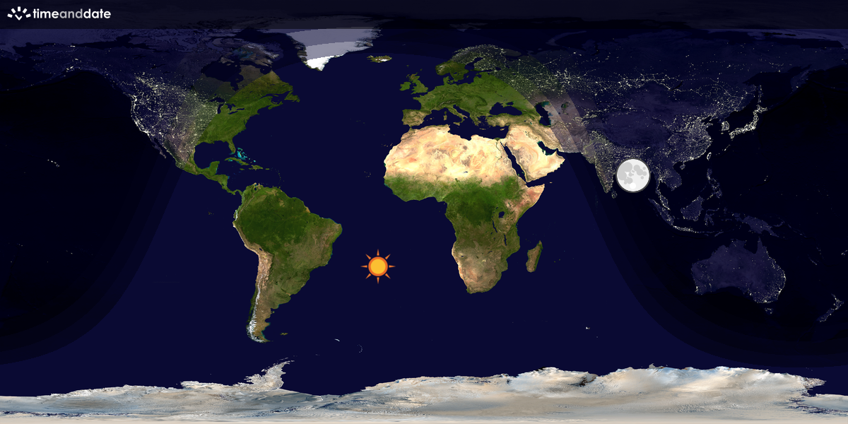 Verdenskart som viser dag og natt 