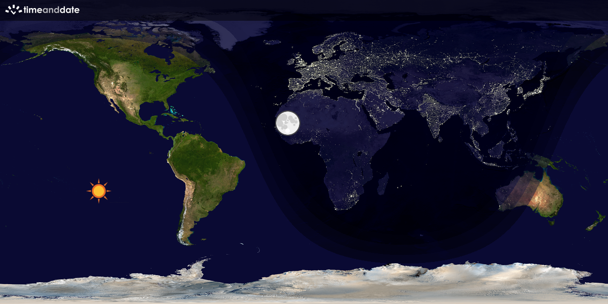 Verdenskart som viser dag og natt 