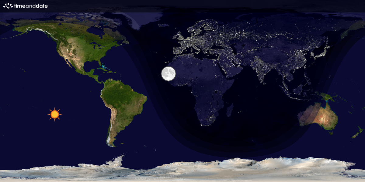 Verdenskart som viser dag og natt 