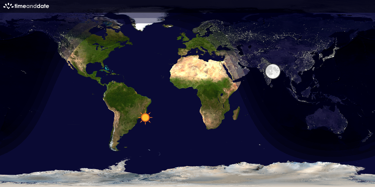 Verdenskart som viser dag og natt 