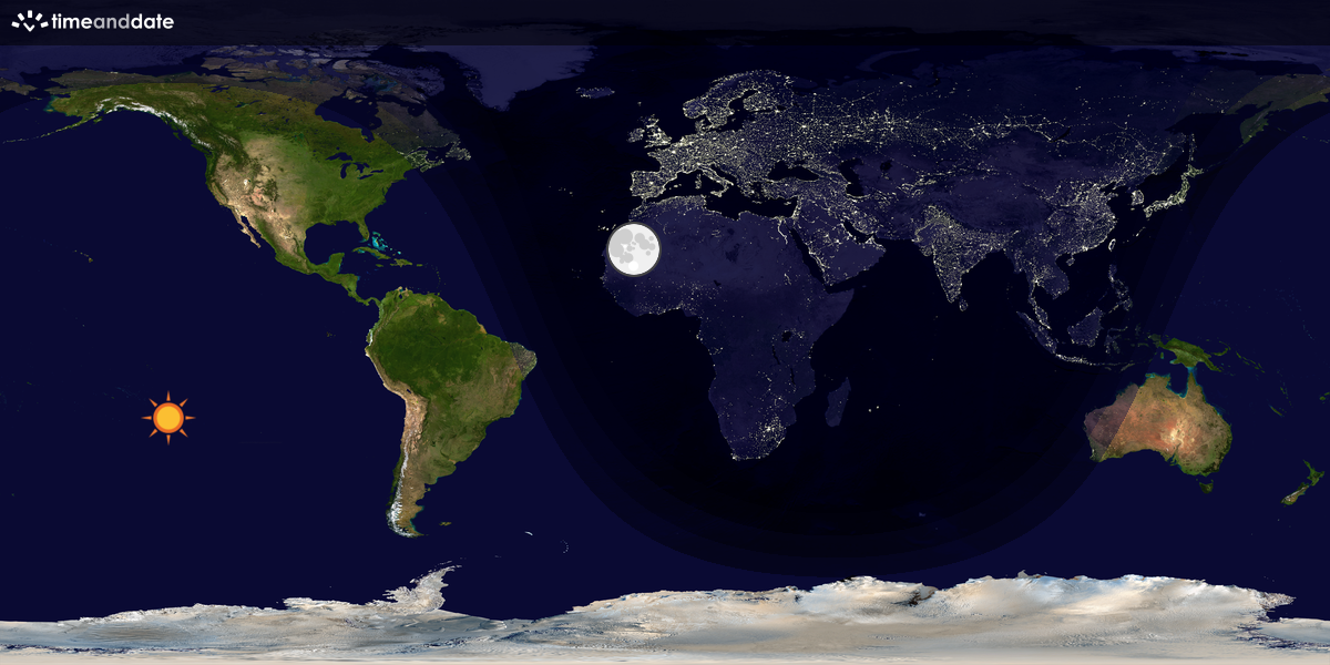 Verdenskart som viser dag og natt 