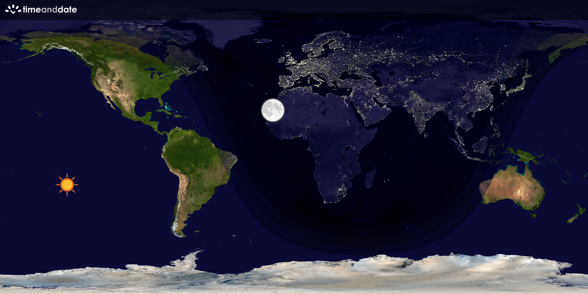 Verdenskart som viser dag og natt 