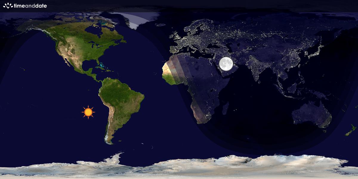 Verdenskart som viser dag og natt 