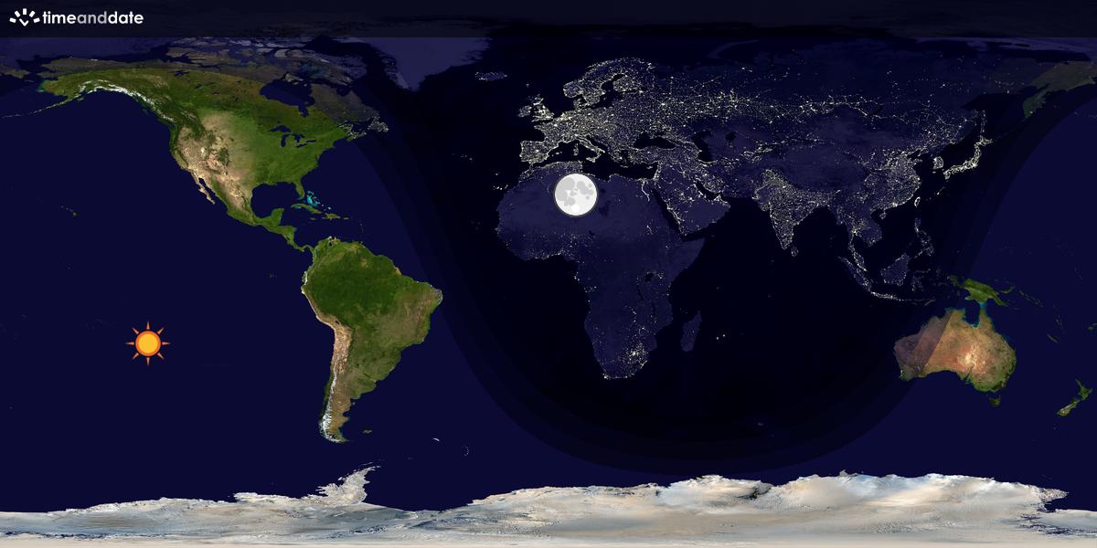 Verdenskart som viser dag og natt 